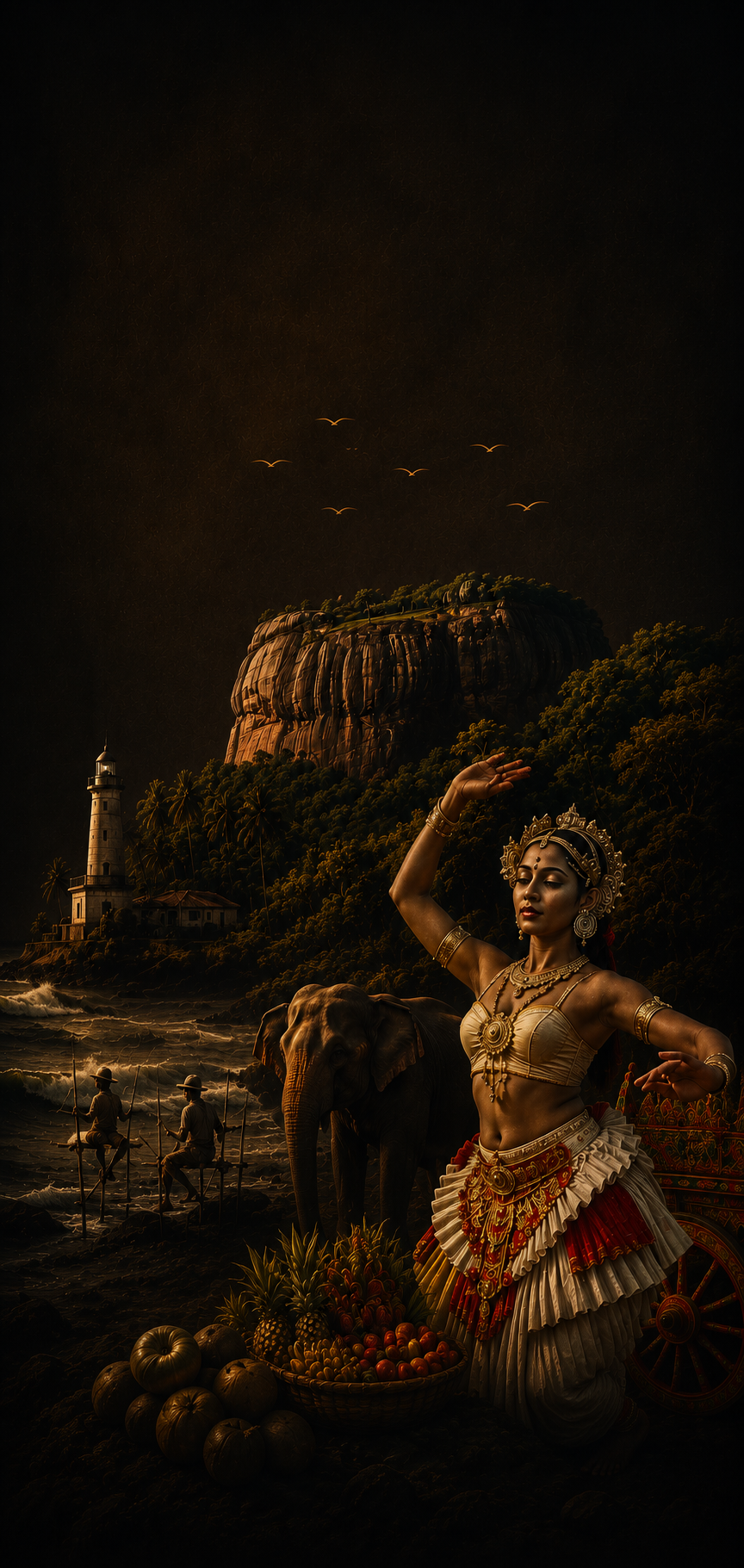 Kandyan dancer with Sigiriya — portrait view